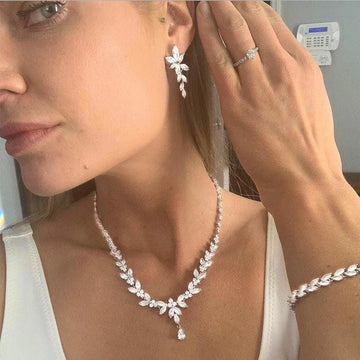 Marquise Leaf Crystal Bridal Jewelry Set