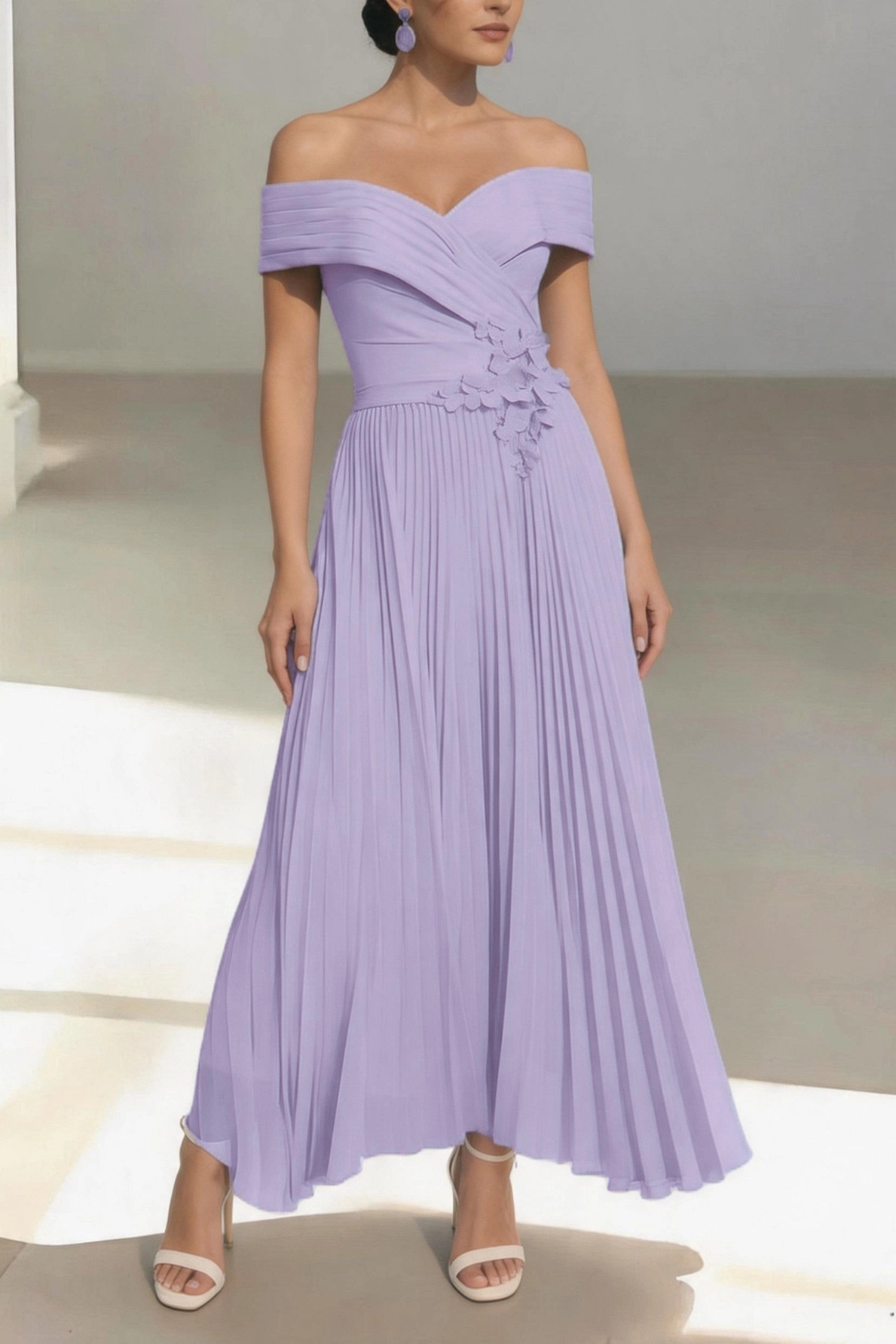 Vedress nude satin midi mother of the bride dress one shoulder big bow sleeveless a-line gown for Ascot race day garden wedding