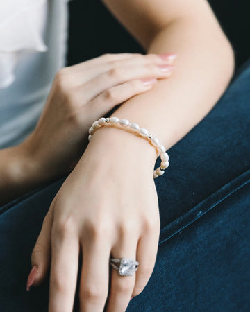 Gold & Silver Accents Pearl Bracelet Set