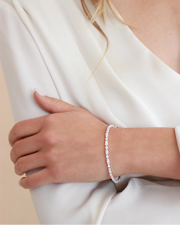 Baguette & Round CZ Tennis Bracelet