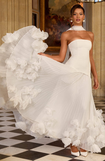 Slim Sheath Strapless Sleeveless Lace Up Back Floor Length Wedding Dress