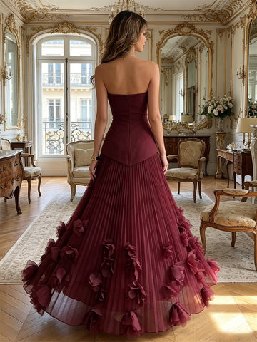 Elegant A‑Line Strapless Sleeveless Zip‑Back Maxi Bridesmaid Dress