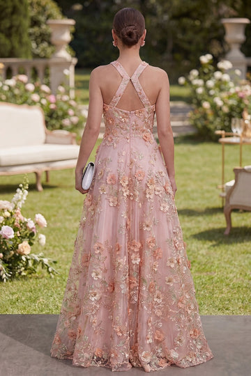 Vedress sleeveless tulle gown crisscross open back maxi formal dress rear view