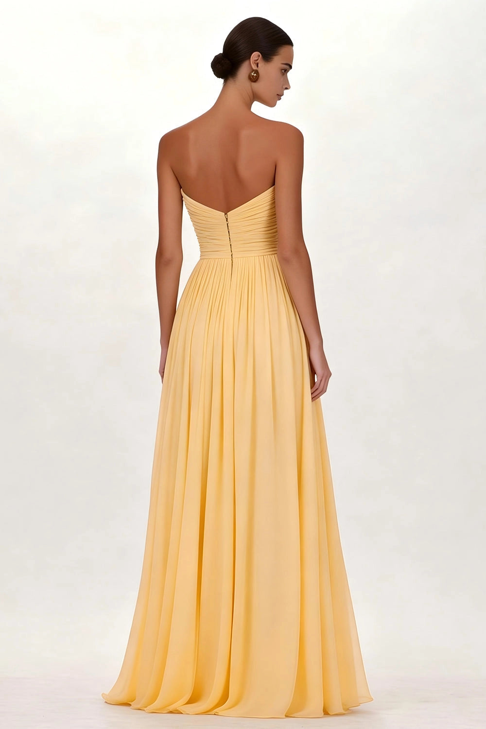 Vedress flowy a-line chiffon wedding guest dress v back view