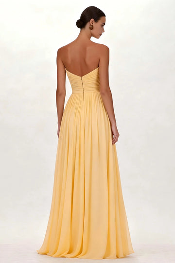 Vedress flowy a-line chiffon wedding guest dress v back view
