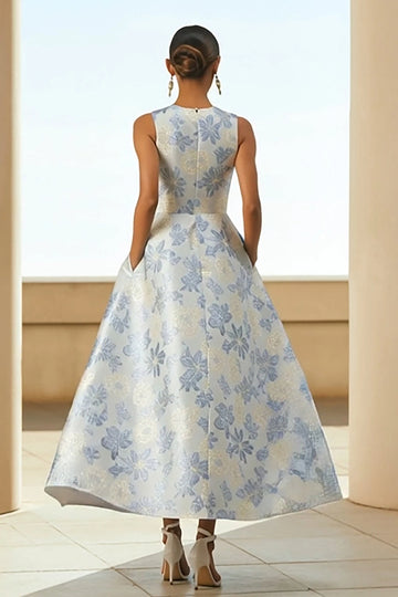 Vedress fitted waist zipper back mother of the bride jacquard gown rear view