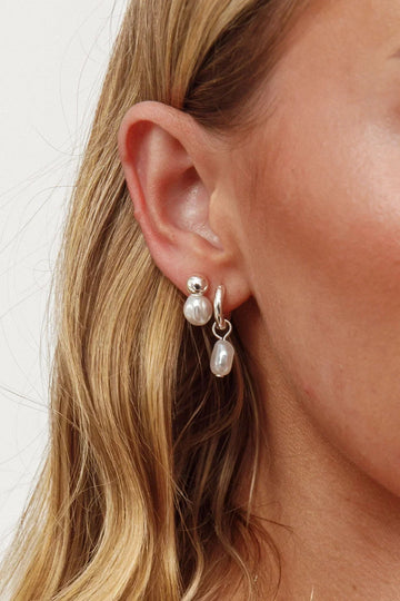 Silver-Tone Pearl Mixed-Style Earrings