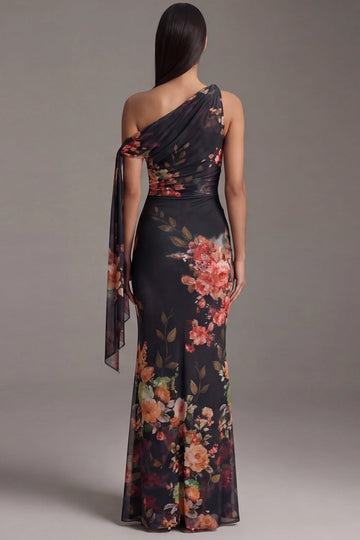 Vedress ruched waist plain back draped ribbon mother of the bride gown back view