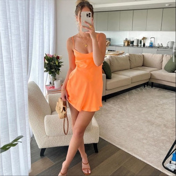 Glossy Slip Square Thin Strap Cutout Back Mini Homecoming Dress