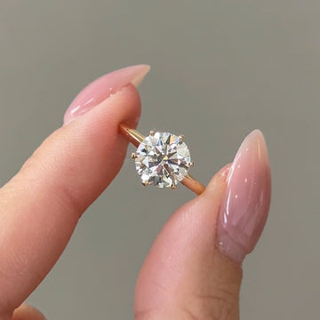 Gold Tone Round Cut Solitaire Engagement Ring