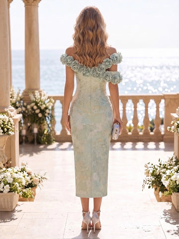 Vedress Lace Midi Wedding Guest Dress Back Zipper View