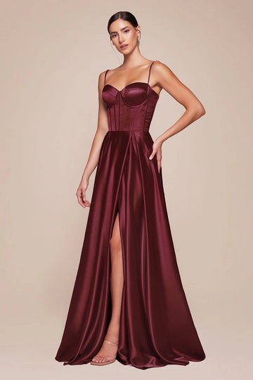 Elegant A-Line Sweetheart Neck Spaghetti Straps Lace-Up Back Floor-Length Bridesmaid Dress