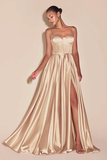Elegant A-Line Sweetheart Neck Spaghetti Straps Lace-Up Back Floor-Length Bridesmaid Dress