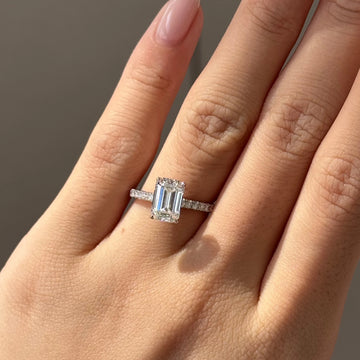 Emerald Cut Engagement Ring with Pavé Band