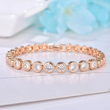 Rose Gold Zircon-Style Tennis Bracelet