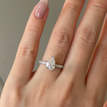 Double Pear Shaped Cluster Engagement Ring with Pavé Band