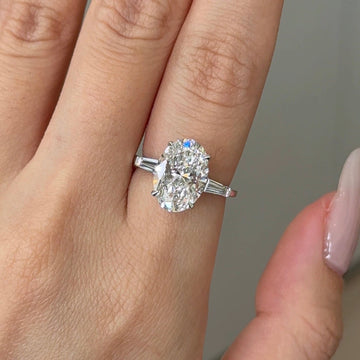 Oval Cut Engagement Ring with Baguette Side Stones