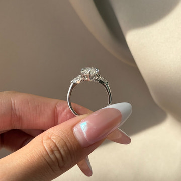 Romantic Marquise Cut Three Stone Prong Set Bridal Engagement Ring