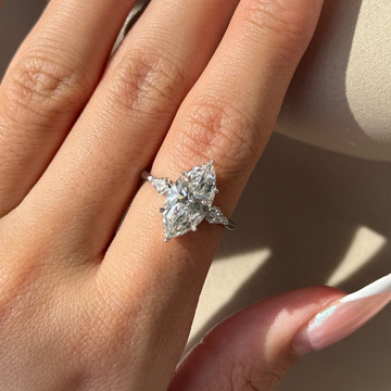Romantic Marquise Cut Three Stone Prong Set Bridal Engagement Ring