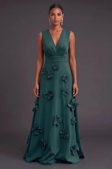 Vibrant A‑Line V‑Neck Sleeveless Zipper‑Back Long Prom Wedding Guest Dress