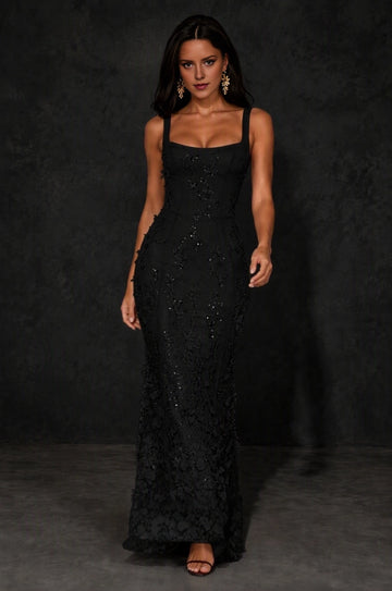 Shimmering Mermaid Square Neck Sleeveless Lace Up Back Floor Length Prom Dress