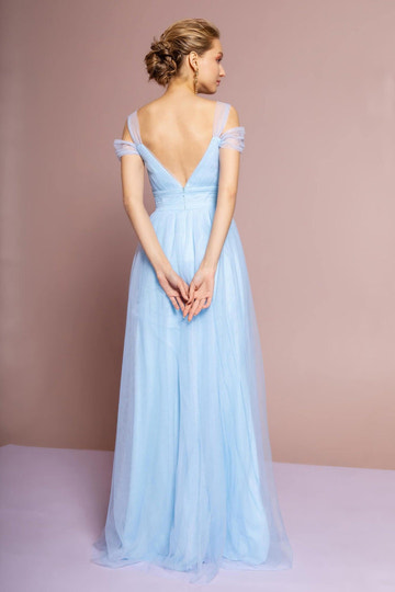 Women's A-Line Off-the-Shoulder Tulle Ball Gown Sweethearted Formal Long Dress Bridesmaid Dresses with Delicate Pleated Bodice