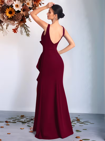Vestidos de fiesta de cintura alta con dobladillo con volantes, abertura en la espalda, vestidos de noche, vestidos de fiesta para invitadas de boda