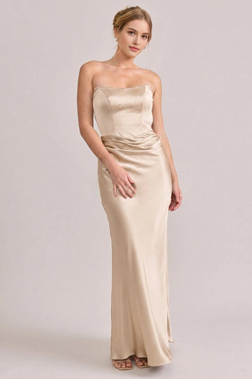 Luxury Mermaid Strapless Sleeveless Plain Back Maxi Bridesmaid Dress