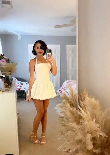 Halter Neck Sleeveless Bubble Hem Mini Dress
