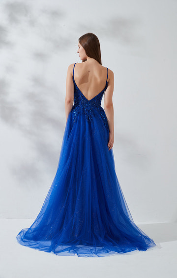 Elegante Vestido de Gala Acampanado de Tul con Brillantina y Corsé para Fiesta de Graduación y Dama de Honor