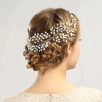 Gold-Tone Pearl Branch Bridal Hair Comb