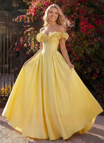 Radiant Ball Gown Off-Shoulder Sleeveless Straight Back Floor-Length Prom Dress