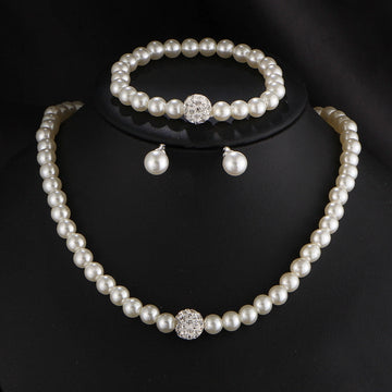 Classic Pearl Bridal Jewelry Set with Crystal Accents