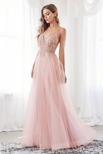 A-Line Gown Wedding Guest Dress Glitter Tulle - Beaded V-Neck Spaghetti Strap Formal Prom & Evening Dress