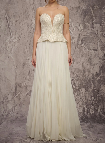 Elegant Peplum Sweetheart Sleeveless Corset Floor-Length Evening Gown