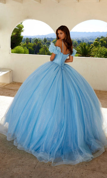 Vedress light blue quinceanera ball gown lace‑up corset back floor length dress back view