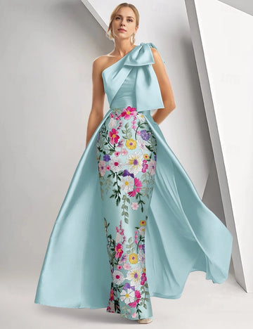 Fresh Mermaid One Shoulder Sleeveless Seamed Back Maxi Prom Dress