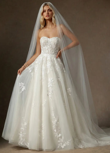 Elegant Sheer Tulle Minimalist Cathedral Length Bridal Wedding Veil