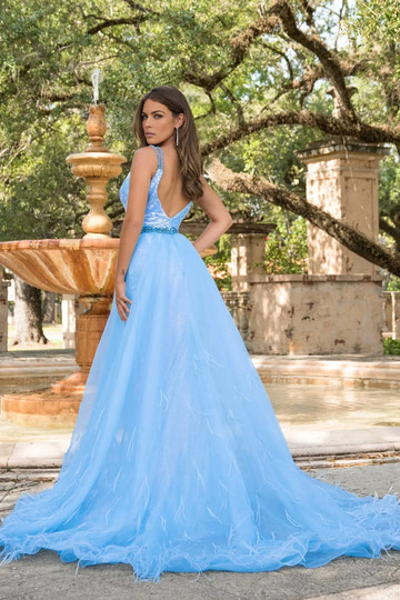 Sparkling Mermaid Deep V-Neck Spaghetti Strap Sequin Detachable Train High Slit Prom Evening Gown