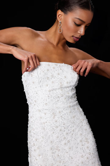 Beaded Sheath Strapless Sleeveless Open Back Mini Homecoming Dress