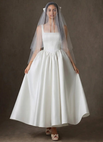 Charming Sheer Tulle Satin Bow Two-Tier Waist Length Bridal Wedding Veil