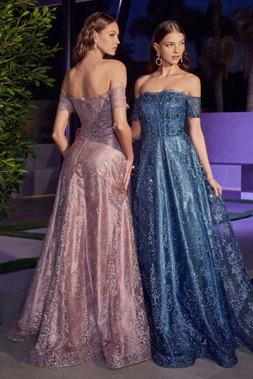 Satin Ball Gown Off-the-Shoulder Sweetheart Neck Corset Bodice Embellished Lace Overlay Formal Prom & Wedding Guest Dress