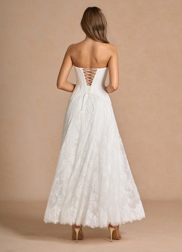Romantic Column Sweetheart Strapless Lace Evening Dress Floor Length Corset Back Bridal Gown