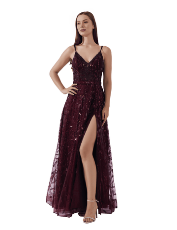 A-Line Elegant Sequin V-Neck Spaghetti Strap Open Back Prom Dresses Floor-Length Evening Gown