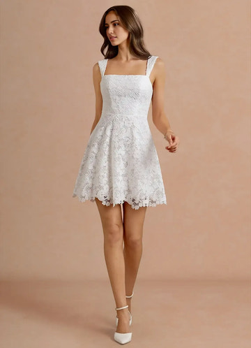 Charming A-line Square Sleeveless Lace Mini Homecoming Dress Back Zip Cocktail Dress