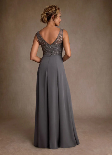 Elegant A-Line Boat Neck Sequin Chiffon Mother of the Bride Dress with Slit