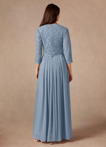 Two Piece Square Neck Chiffon Lace Maxi Formal Dress Mother of the Bride Dress