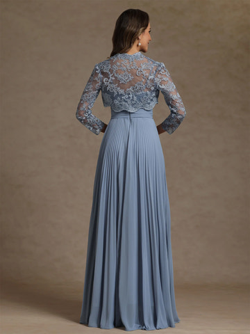 Elegant A-Line Sweetheart Neck Chiffon Pleated Formal Mother of the Bride Dress With Jacket
