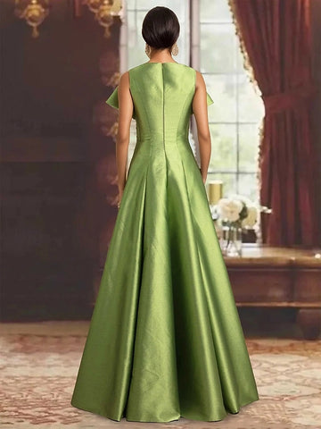 Vedress structured satin gown plain closed back invisible zipper up view long elegant occasion dress
