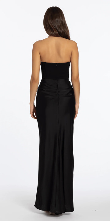 Sleek Mermaid Strapless Corset Column Satin Gown Floor-Length Formal Evening Dress